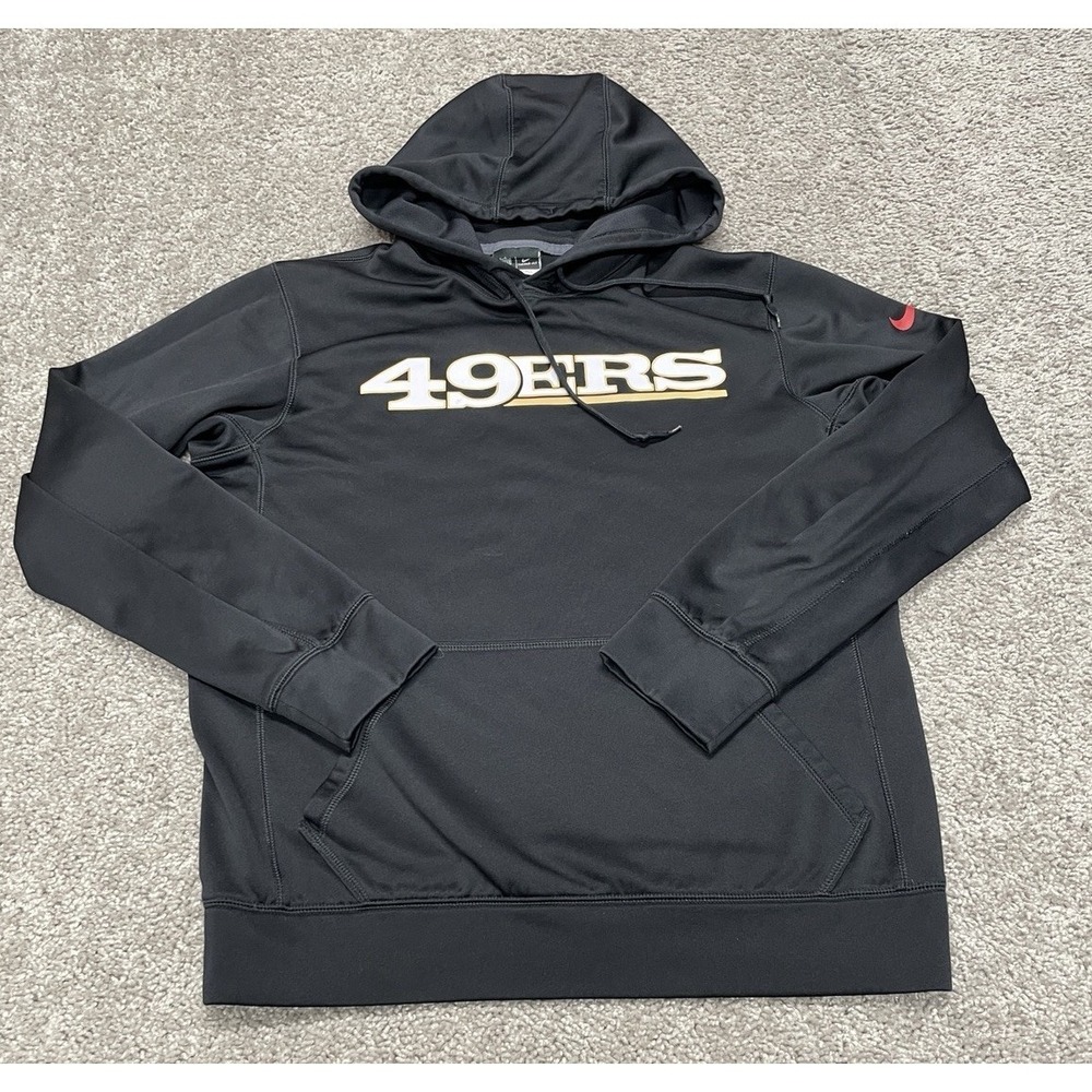 Nike San Francisco 49ers Hoodie Mens Small‎ Black Therma-Fit NFL Onfield Apparel